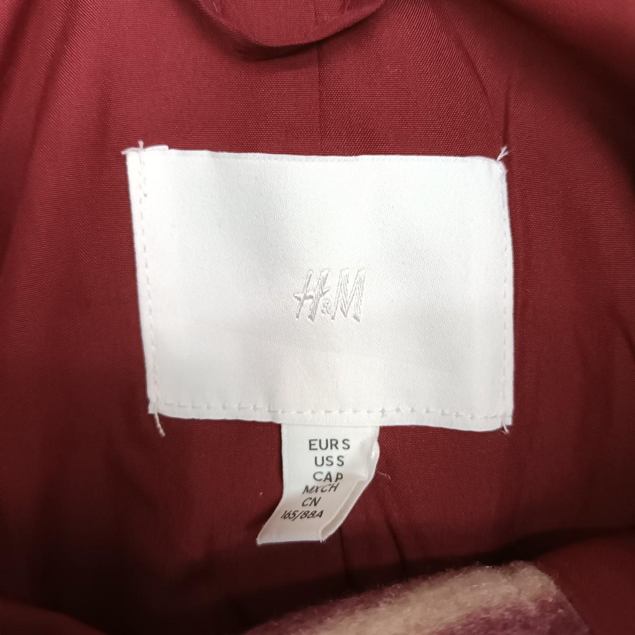 H&M CREAM BURGUNDY WOOL COAT TRENCH LONGLINE BUTTON... Depop