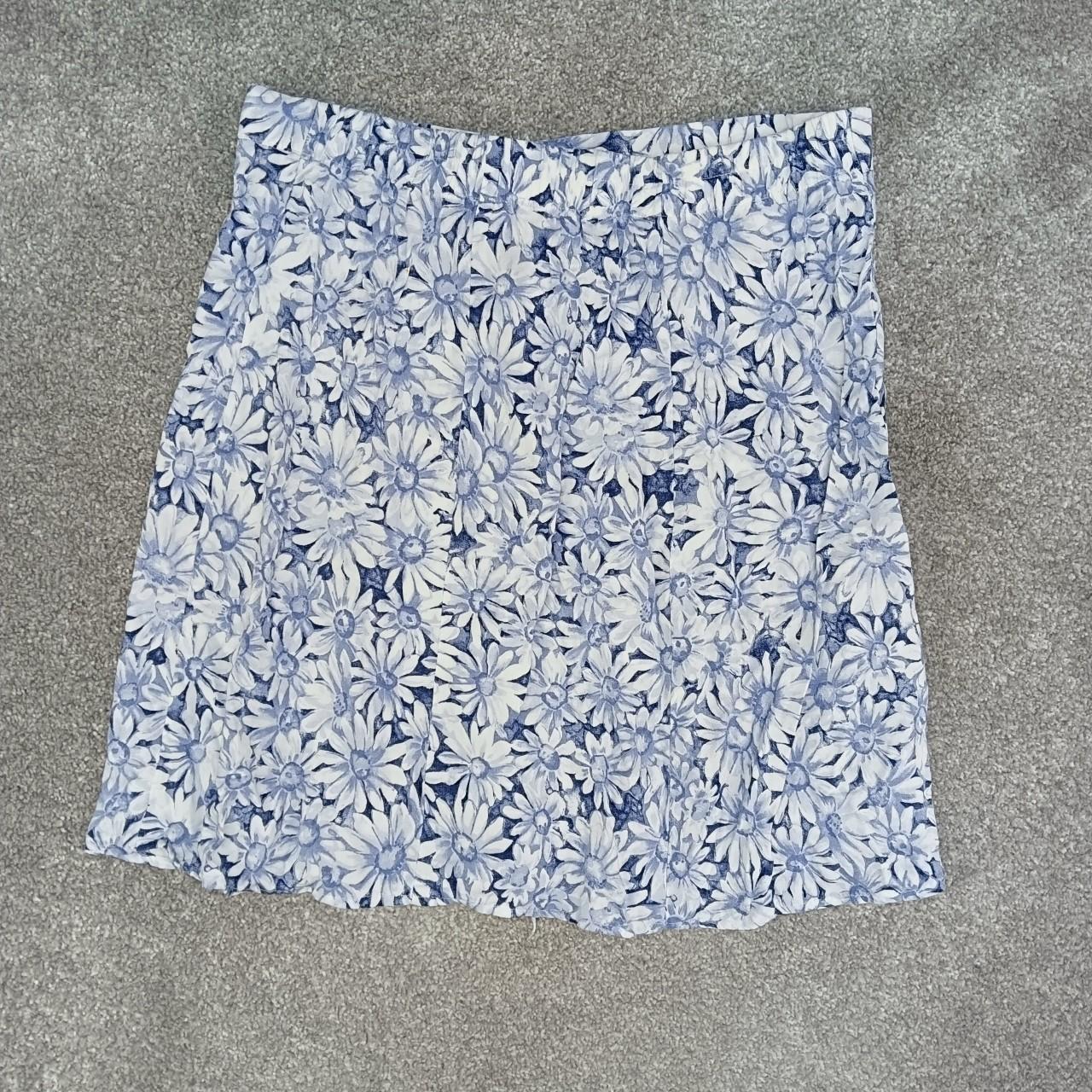 ALLISON TRACY BLUE DAISY MINI SKIRT VINTAGE WOVEN... - Depop