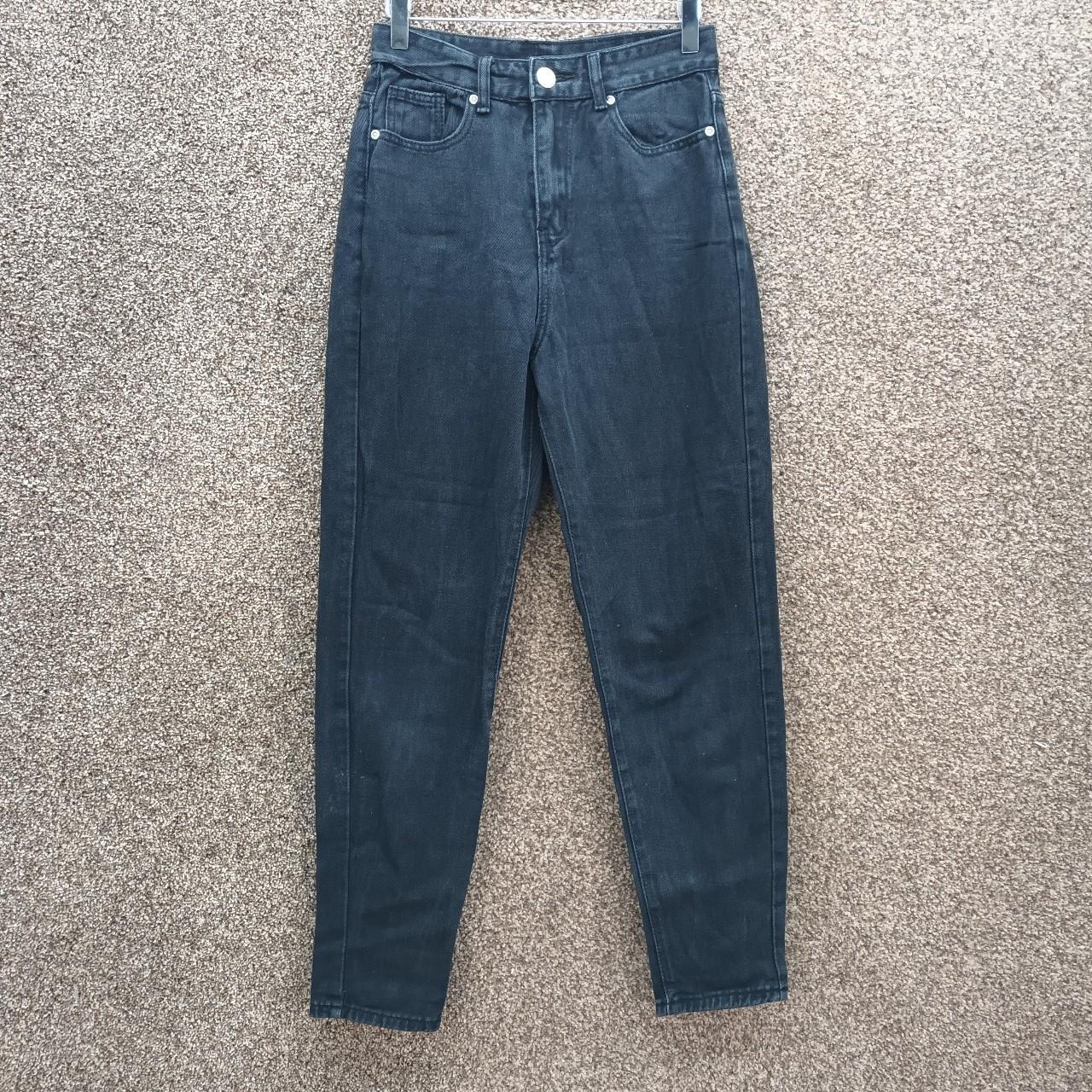 BOOHOO BLACK MOM JEANS STRAIGHT LEG LOW WAIST DENIM... - Depop