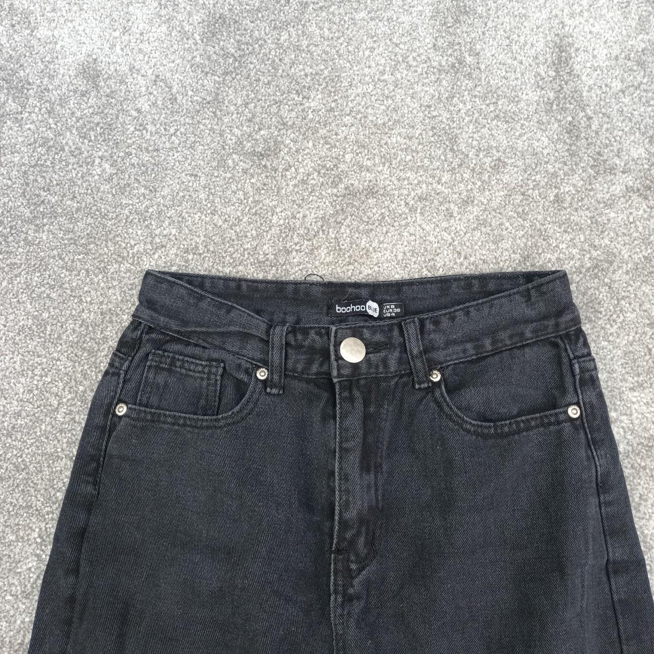 BOOHOO BLACK MOM JEANS STRAIGHT LEG LOW WAIST DENIM... - Depop