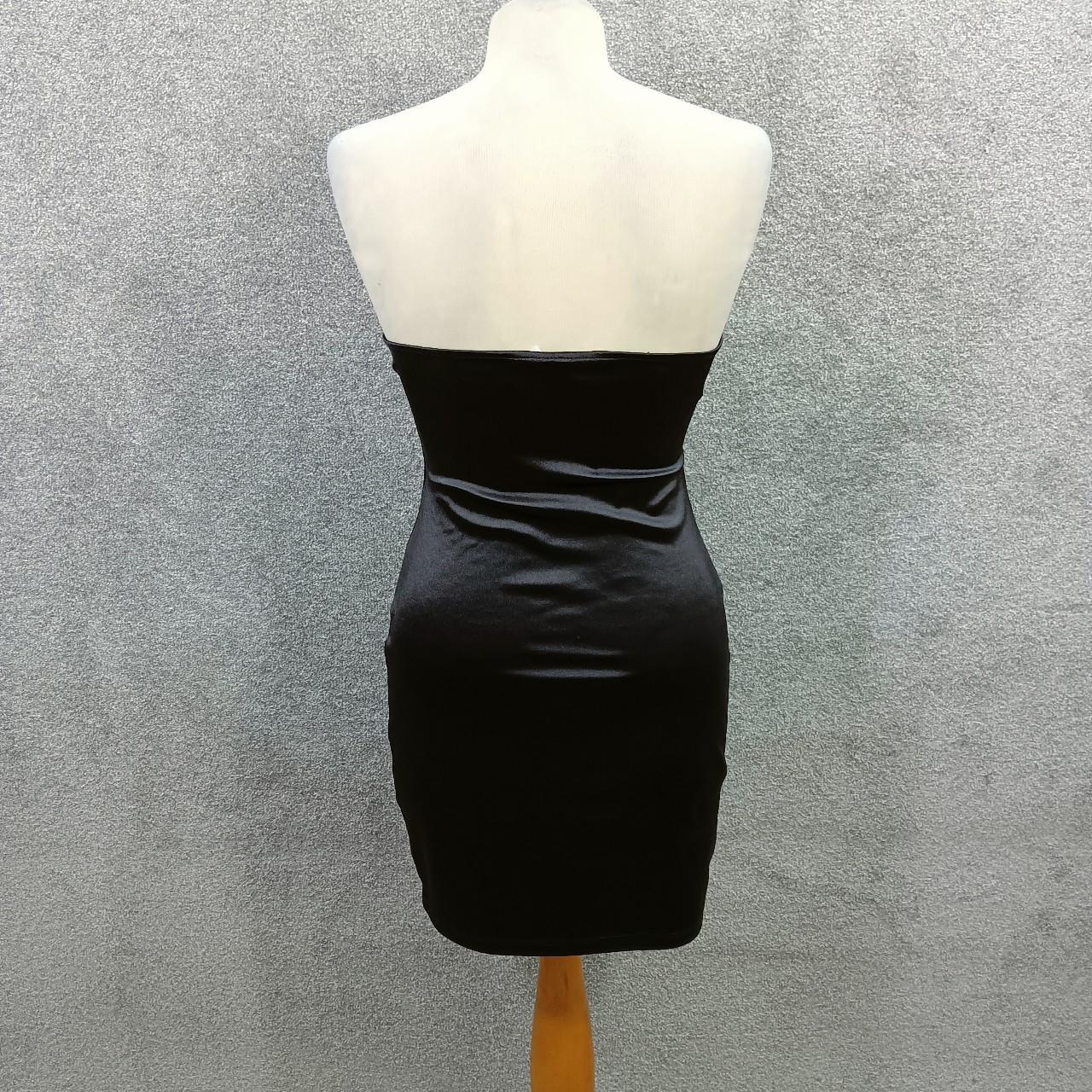 H&M BLACK SATIN MINI DRESS BANDEAU BNWT STRAPLESS... - Depop