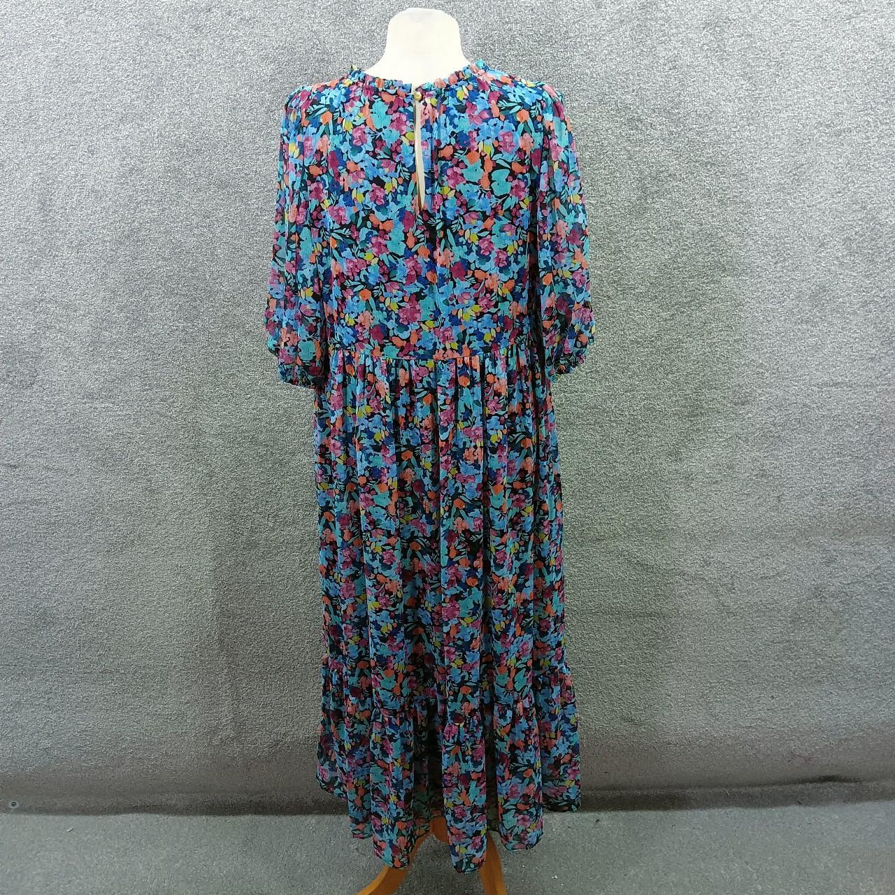 PAPAYA BLUE FLORAL MAXI DRESS LINED PINK HALF SLEEVE... Depop