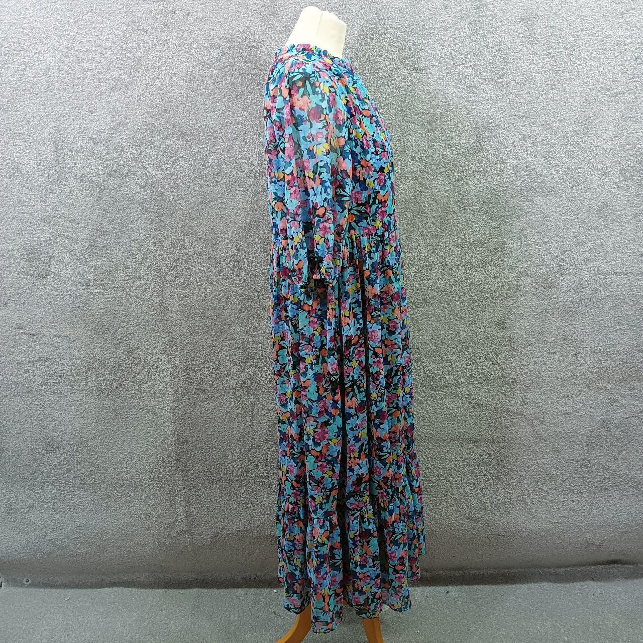 PAPAYA BLUE FLORAL MAXI DRESS LINED PINK HALF SLEEVE... Depop