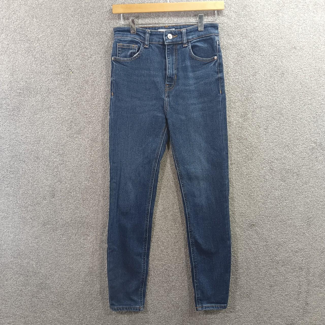 ZARA DARK BLUE SKINNY JEANS HIGH WAIST STRETCH DENIM... - Depop