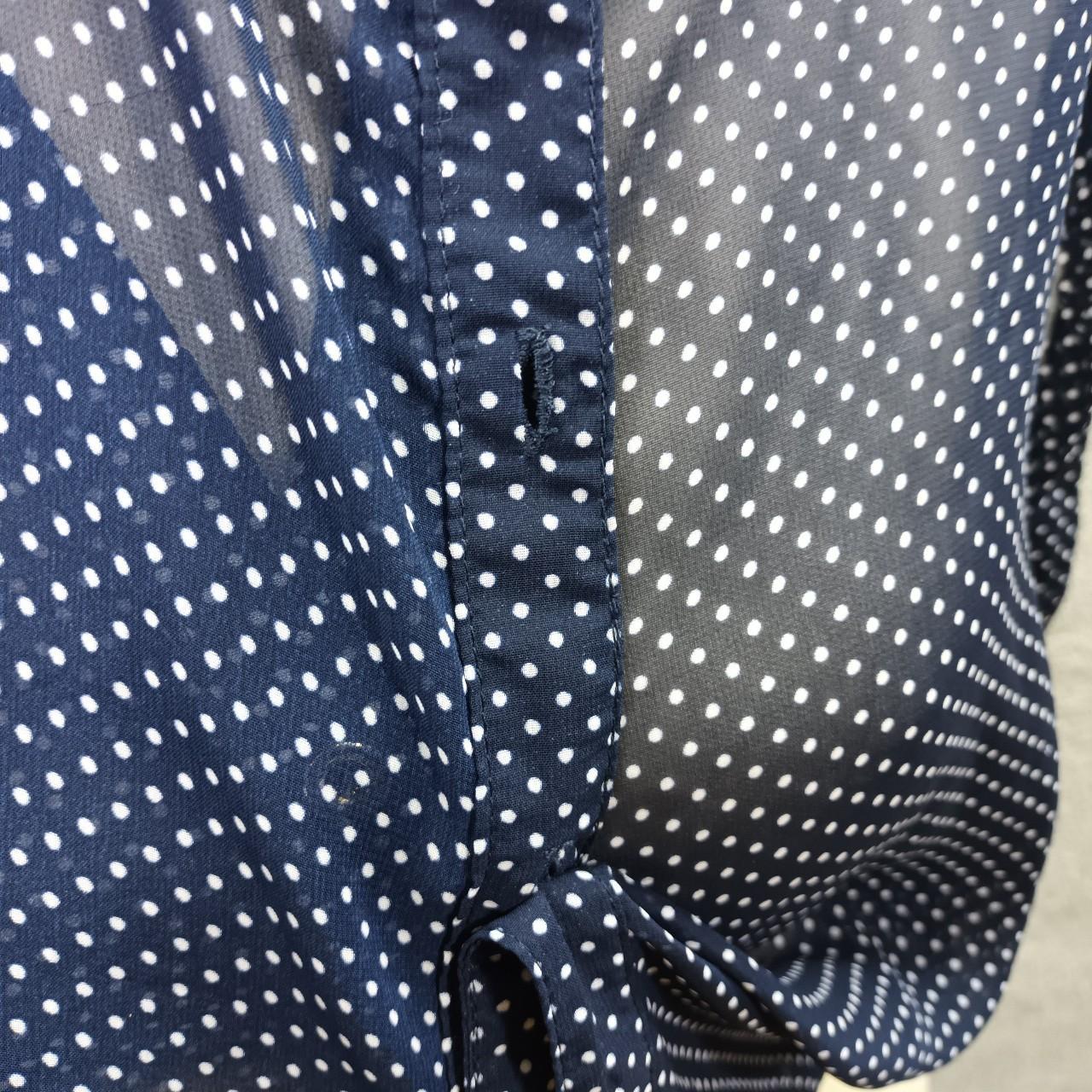 TOPSHOP PETITE NAVY CHIFFON BLOUSE TOP POLKADOT... - Depop