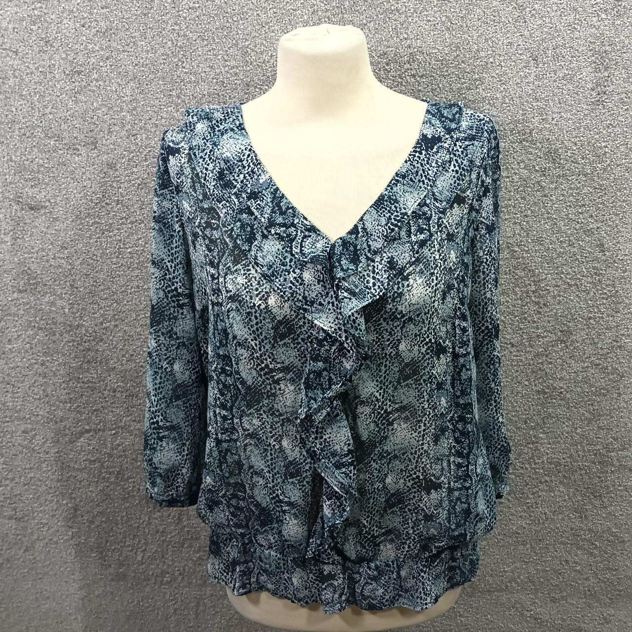 Next Women's Navy and Grey Blouse | Depop