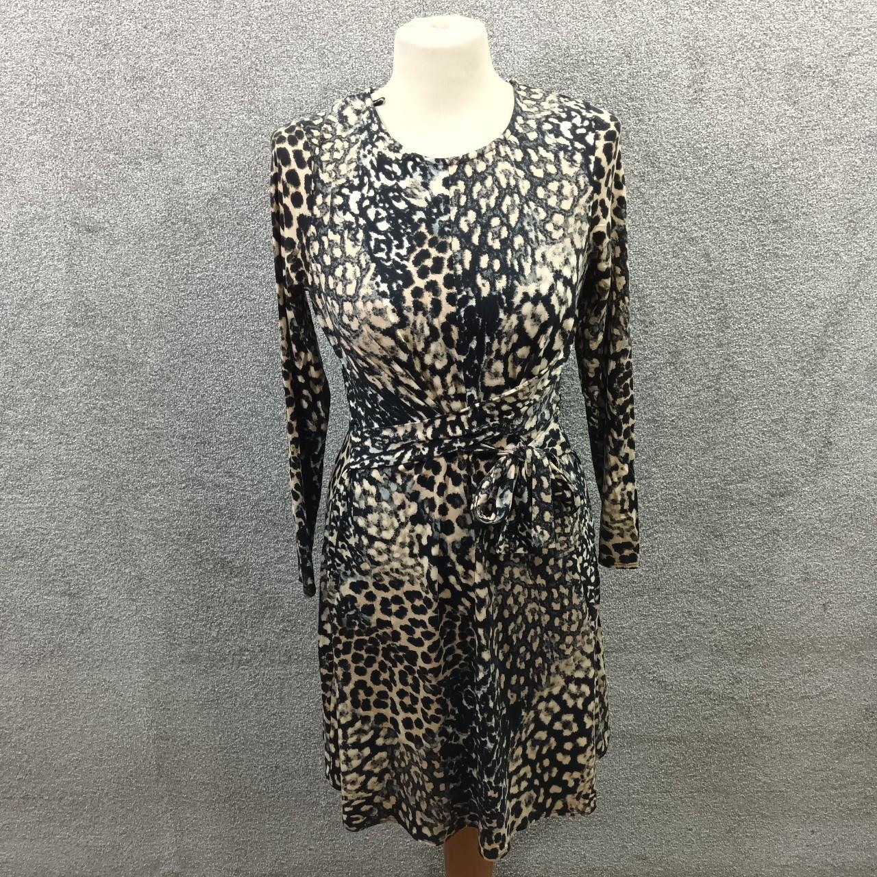 DOROTHY PERKINS TAN LEOPARD MIDI DRESS FRONT KNOT... - Depop