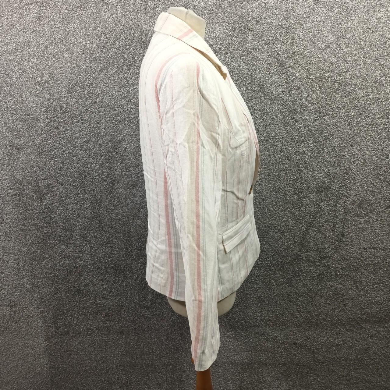 TU CREAM LINEN BLAZER JACKET PASTEL STRIPE PINK... Depop