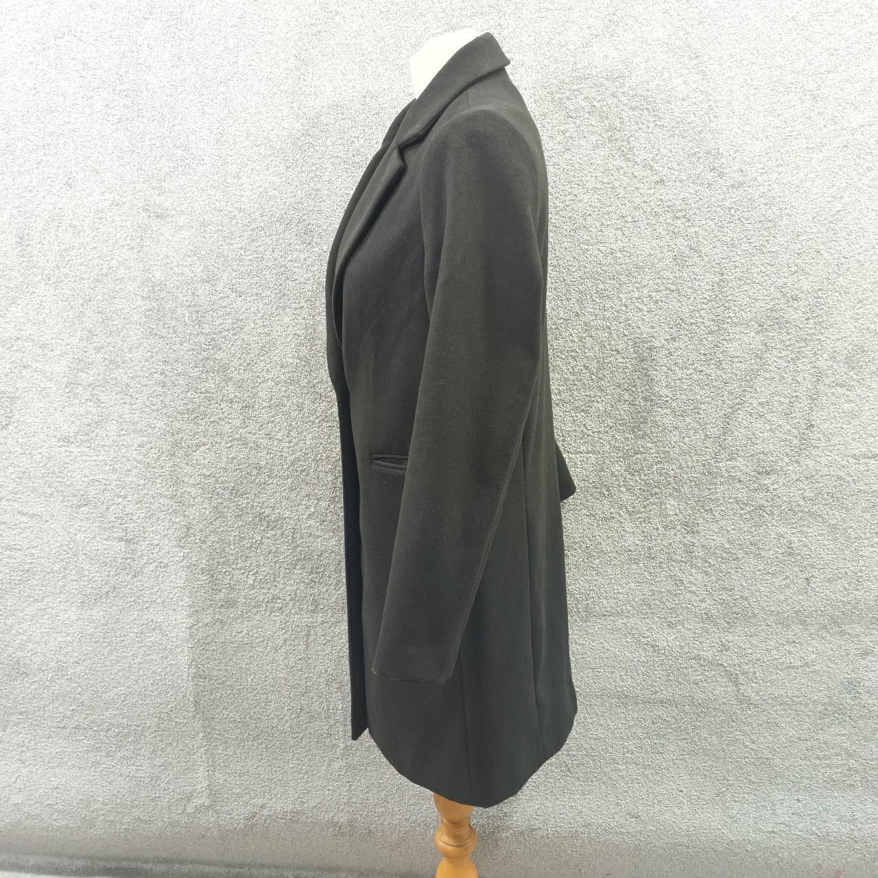 NEW LOOK BLACK WOOLY COAT TRENCH LONGLINE BUTTON UP... - Depop