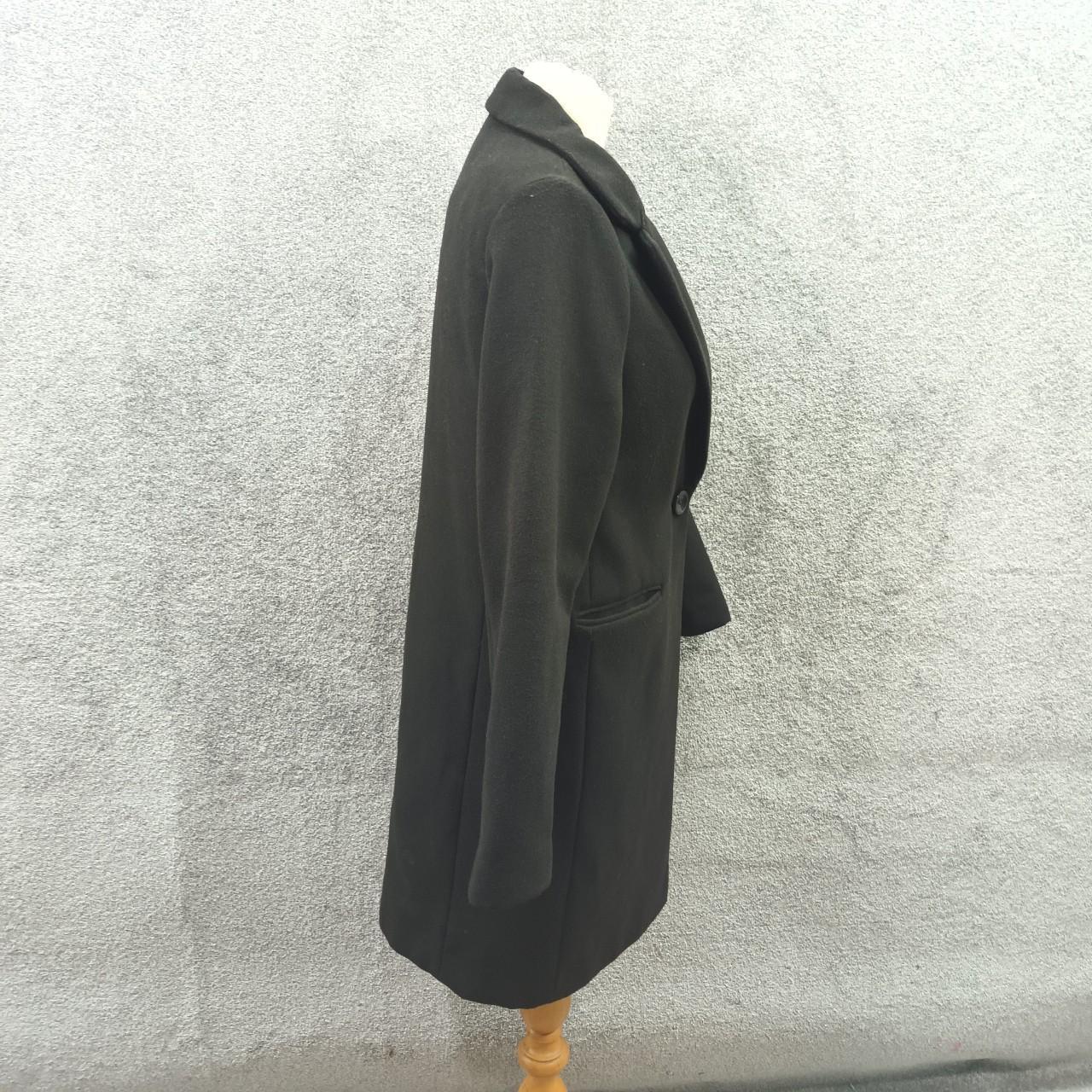 NEW LOOK BLACK WOOLY COAT TRENCH LONGLINE BUTTON UP... - Depop