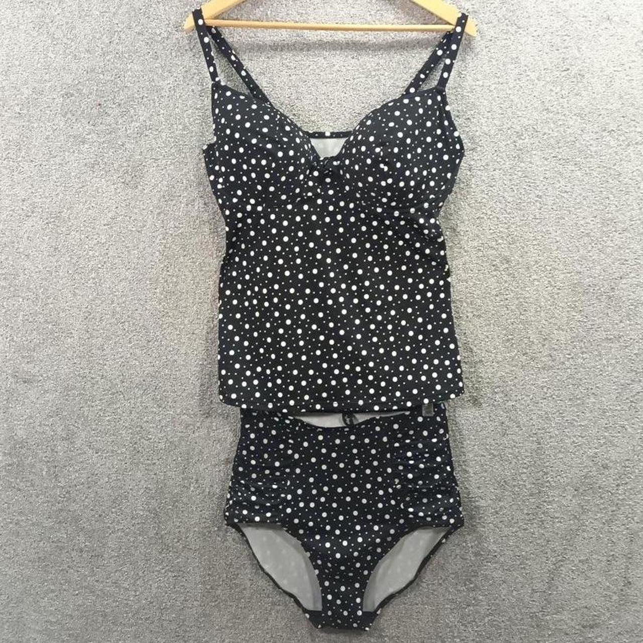 POUR MOI BLACK POLKADOT SWIMSUIT SET BUST CROP TOP &... - Depop