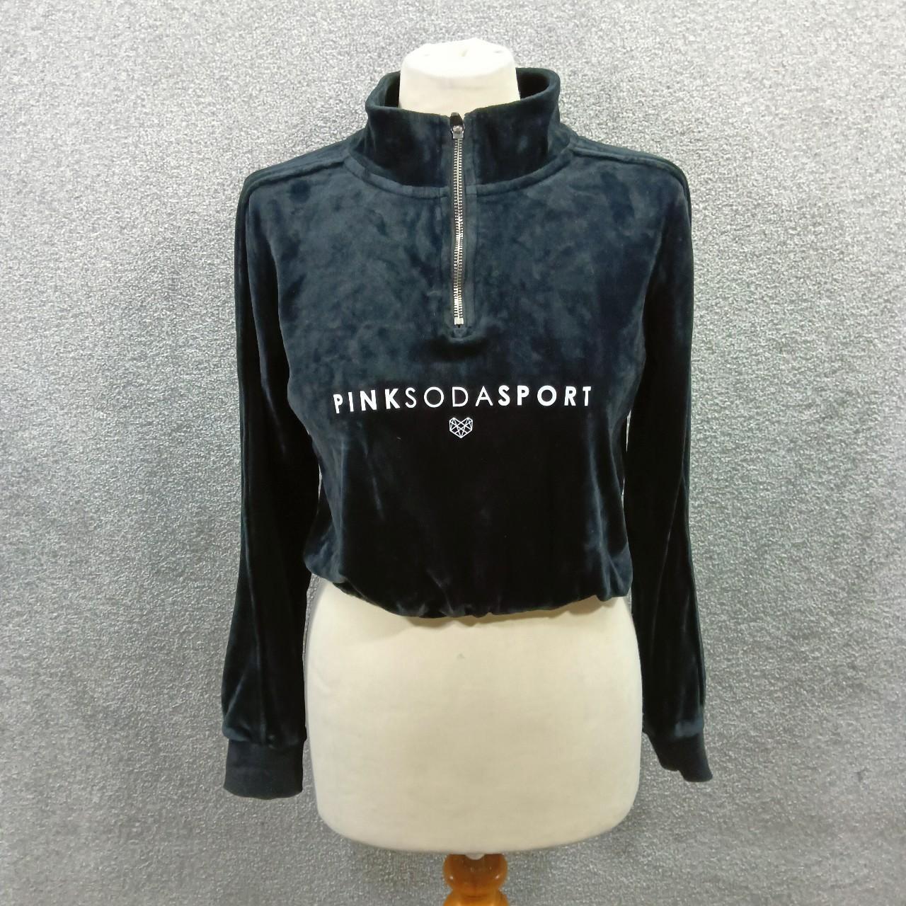 PINK SODA BLACK FLEECE SWEATSHIRT CROPPED SPORT SOFT... Depop