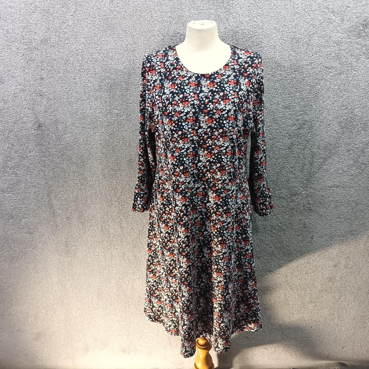 DEBENHAMS BLACK DITSY FLORAL MIDI DRESS LONG SLEEVE... Depop