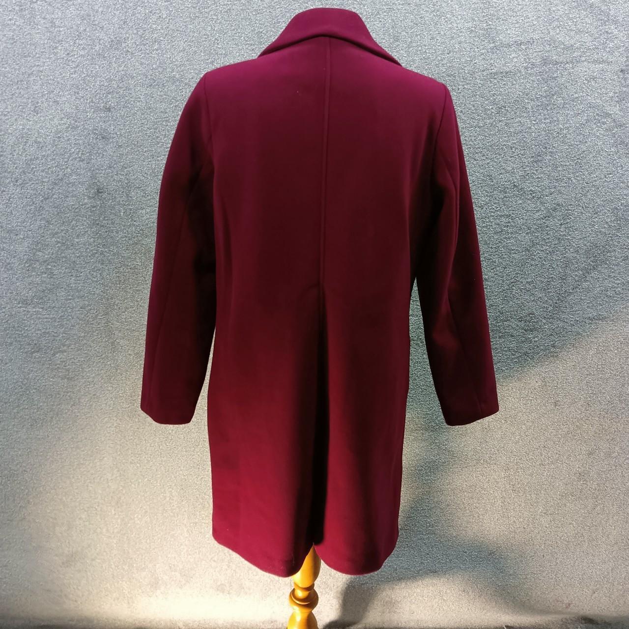 GEORGE BURGUNDY WOOLY COAT LONGLINE TRENCH BNWT ONE... - Depop