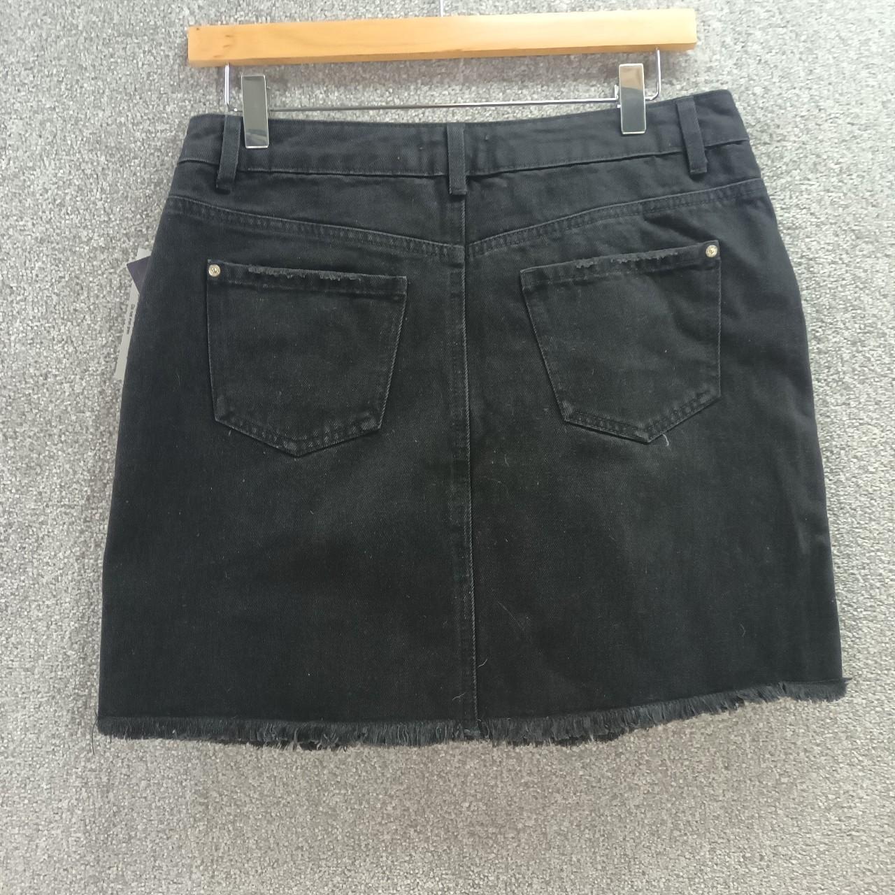 PAPAYA BLACK DENIM MINI SKIRT LEOPARD STUDDED SIDE... Depop