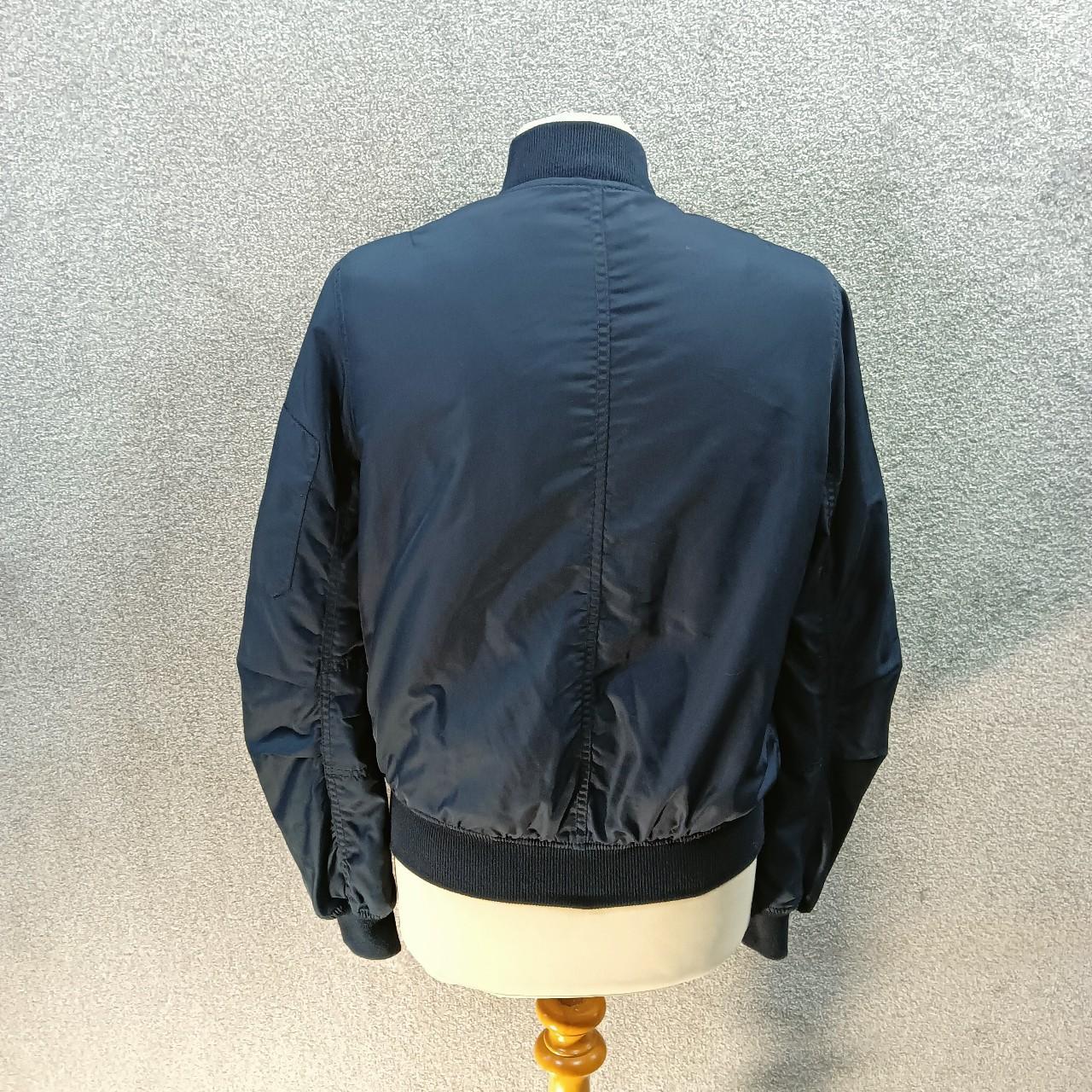 TOPSHOP NAVY SATIN BOMBER JACKET PADDED GOLD ZIP... - Depop