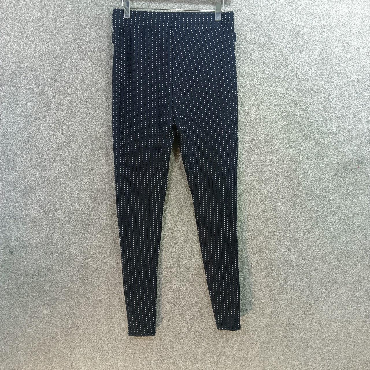 TU NAVY POLKADOT SKINNY TROUSERS TEXTURED KNIT... - Depop