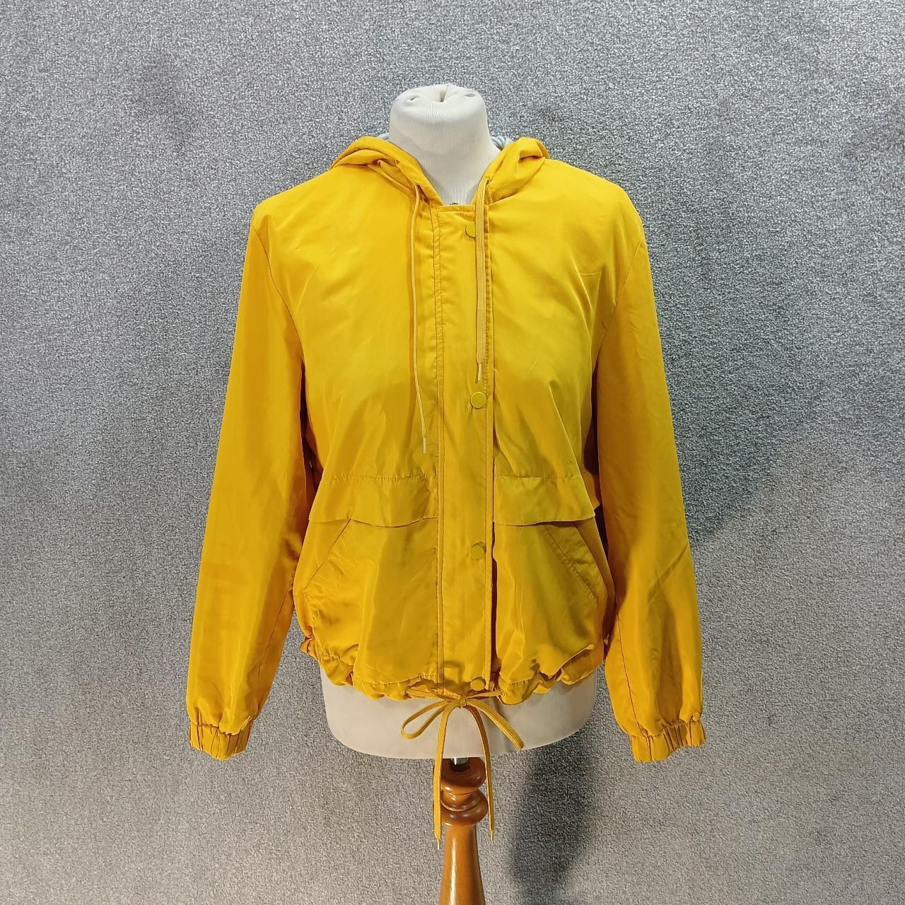 H&M YELLOW RAINCOAT JACKET LIGHTWEIGHT COAT BUTTON... Depop