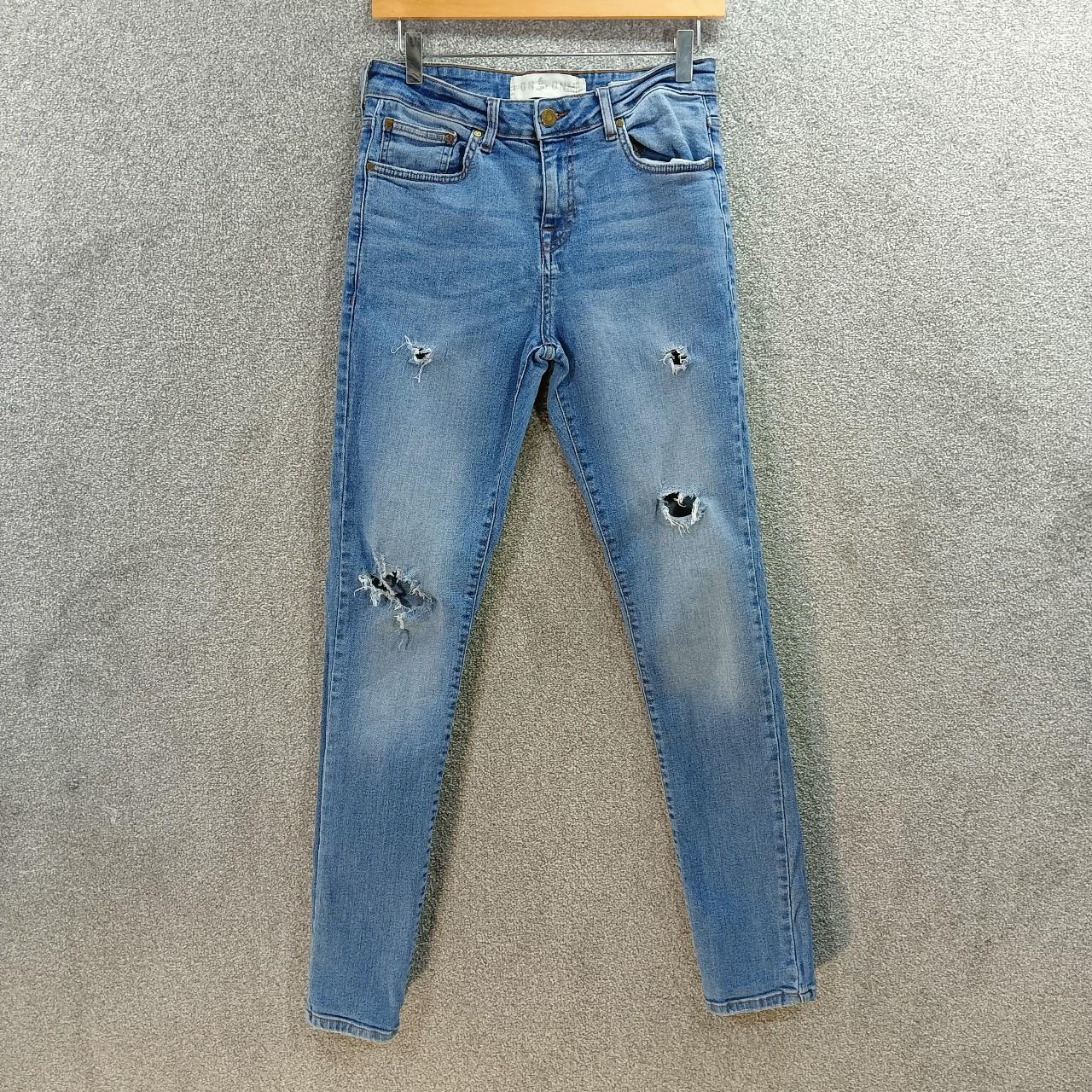 LDN DNM BLUE SKINNY RIPPED JEANS LOW WAIST STRETCH... - Depop