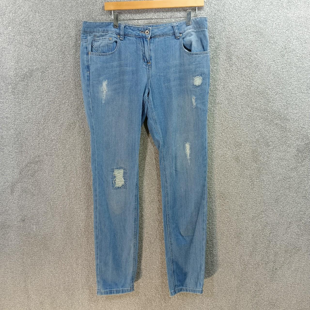 NEXT RELAXED SKINNY BLUE JEANS RIPPED DISTRESSED... - Depop