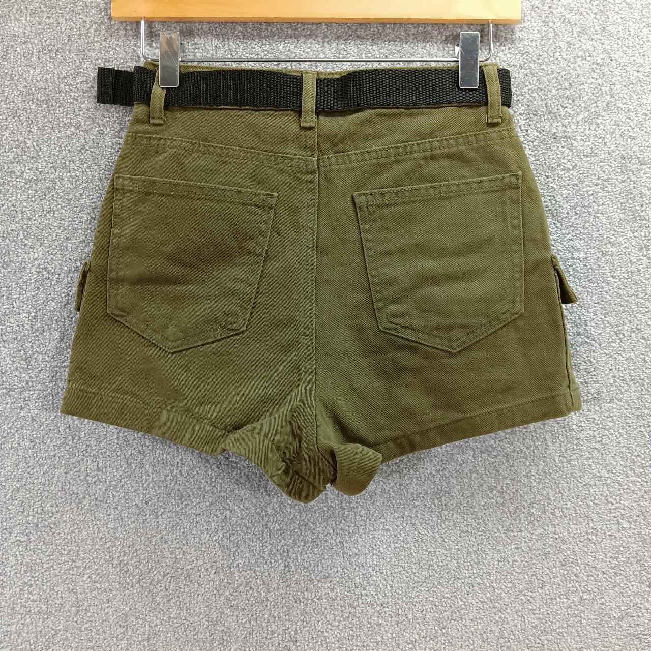 DENIM&CO KHAKI DENIM SHORTS BELTED UTILITY COMBAT... Depop