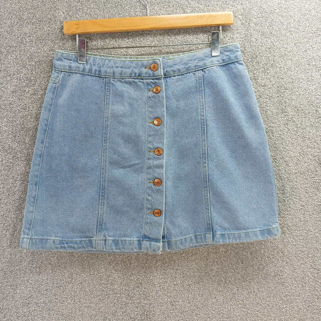 NEW LOOK LIGHT BLUE DENIM SKIRT PINSTRIPE HIGH WAIST... - Depop