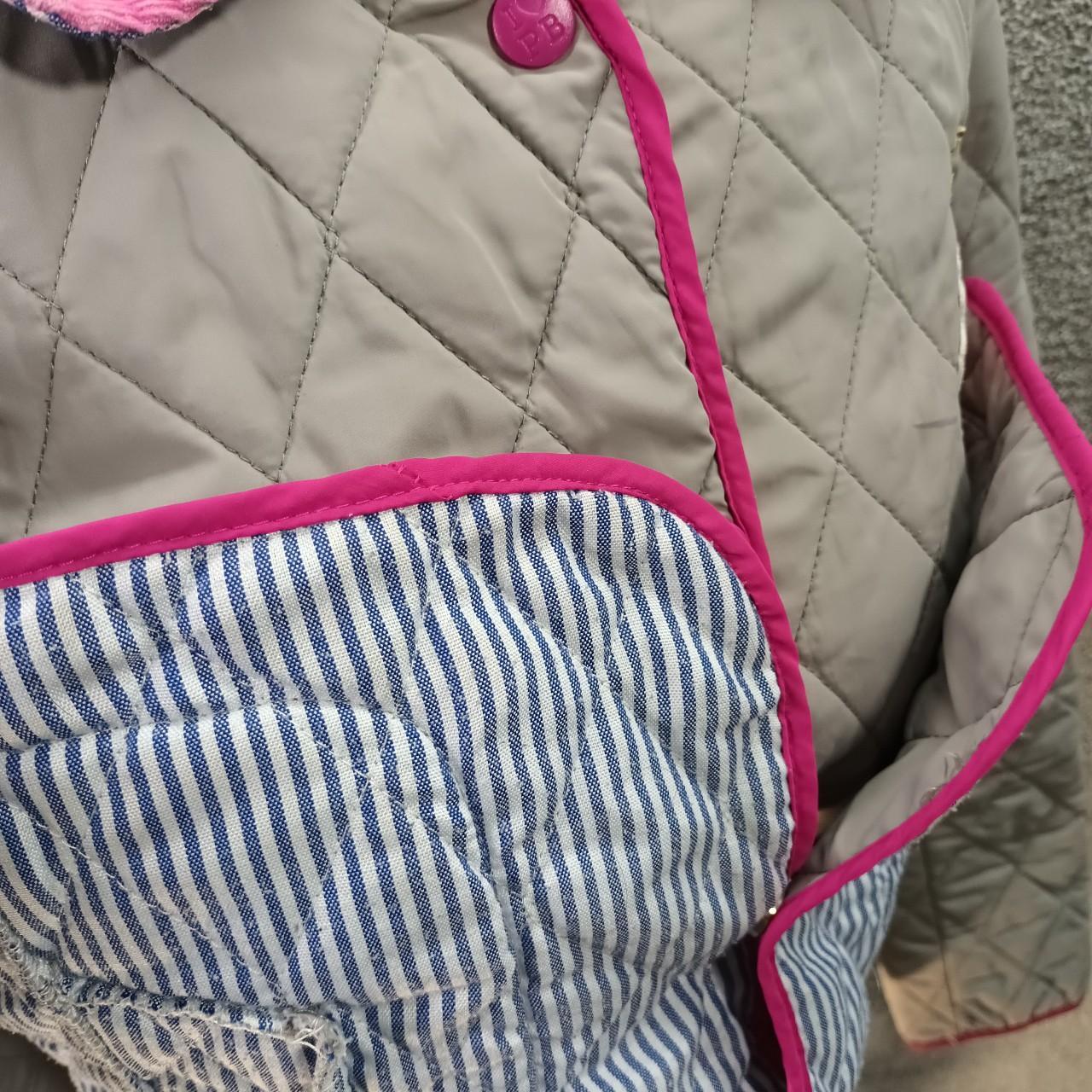 PAULS BOUTIQUE GREY PINK COAT QUILTED FARMER LOGO... Depop