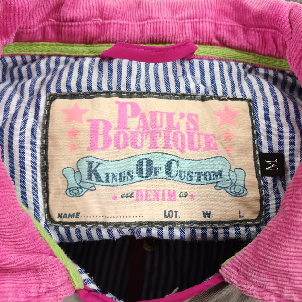 PAULS BOUTIQUE GREY PINK COAT QUILTED FARMER LOGO... Depop