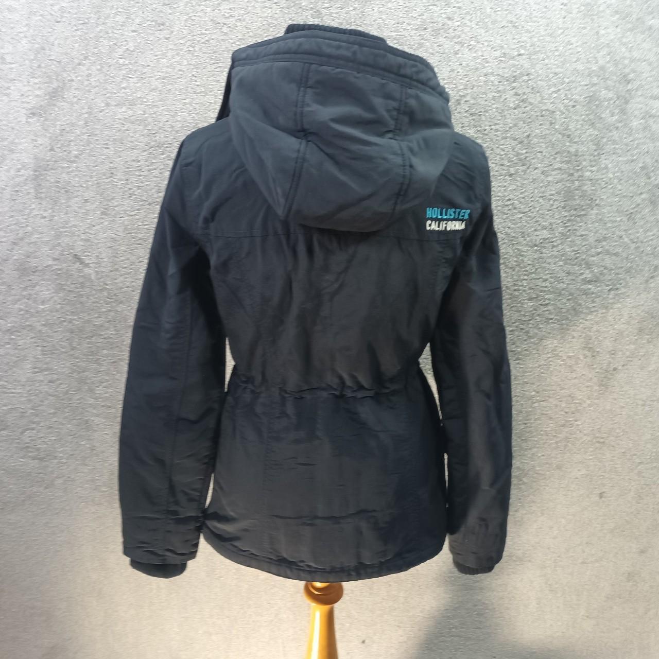 HOLLISTER NAVY BLACK THICK COAT WATERPROOF HOODED... Depop