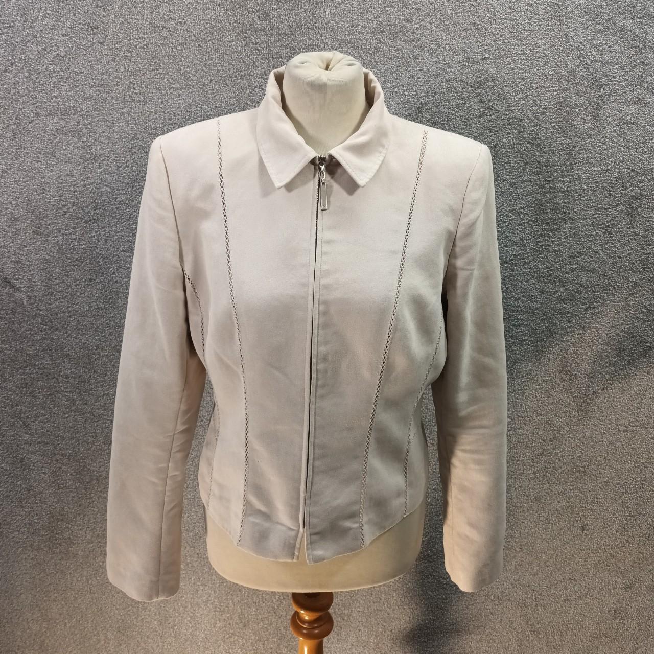 NEXT CREAM SUEDE JACKET EMBROIDERY CUT OUT Y2K... Depop