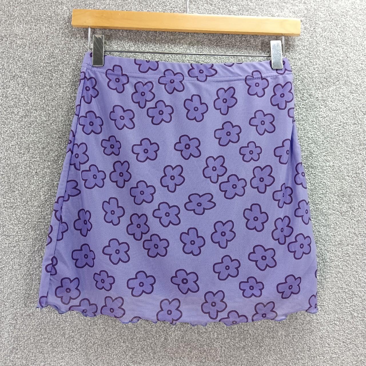 SHEIN PURPLE FLORAL MINI SKIRT MESH Y2K LINED... - Depop