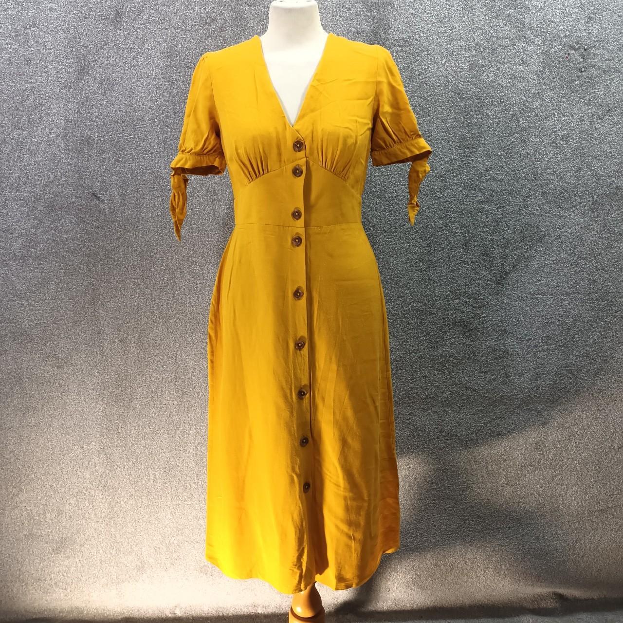 OASIS MUSTARD MAXI DRESS LINEN VISCOSE SHIRT SLEEVE... - Depop