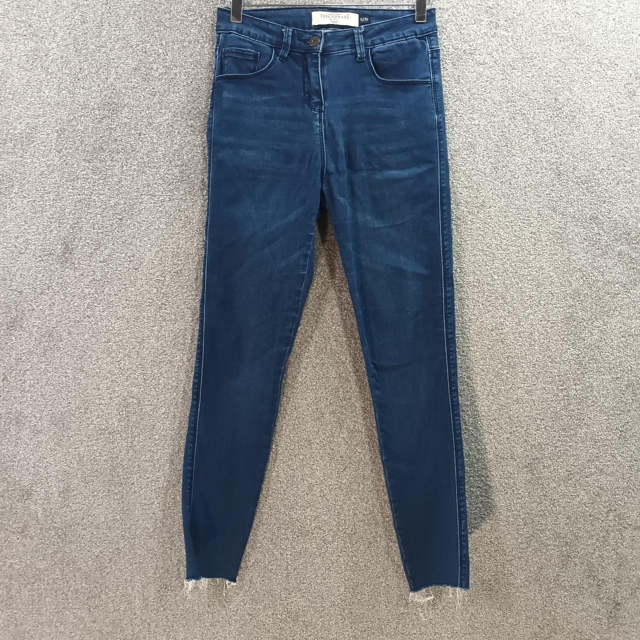 THREADBARE DARK BLUE SKINNY JEANS HIGH WAIST STRETCH... Depop