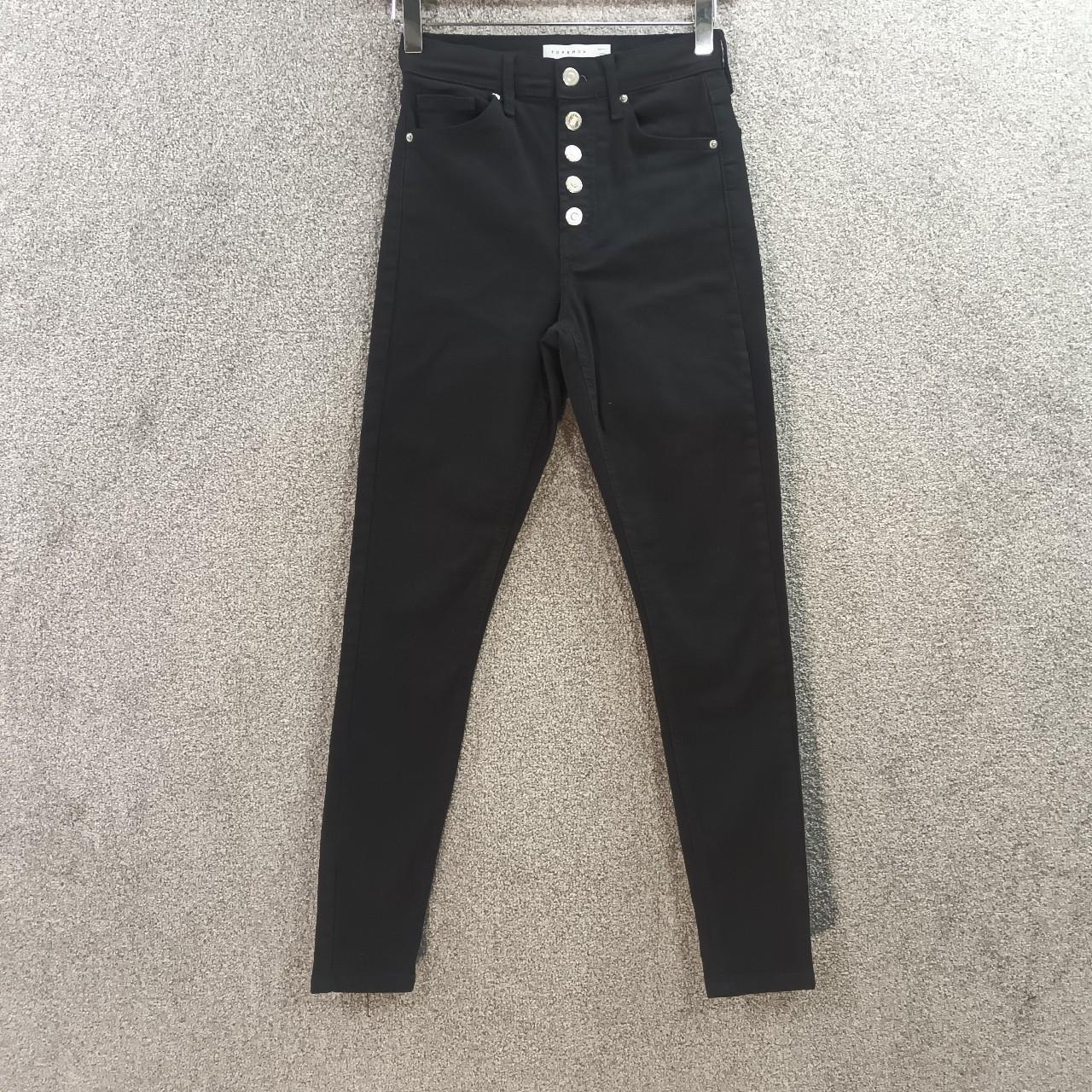 BLACK SKINNY JEANS HIGH WAIST 5 BUTTON FRONT... Depop