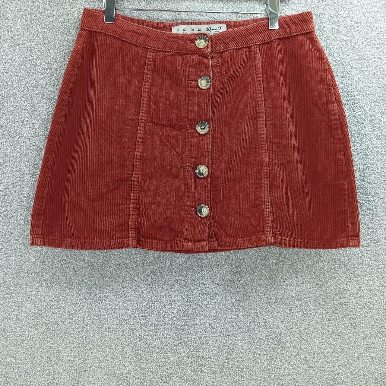 DENIM&CO RUST BROWN CORDUROY MINI SKIRT RIBBED... - Depop