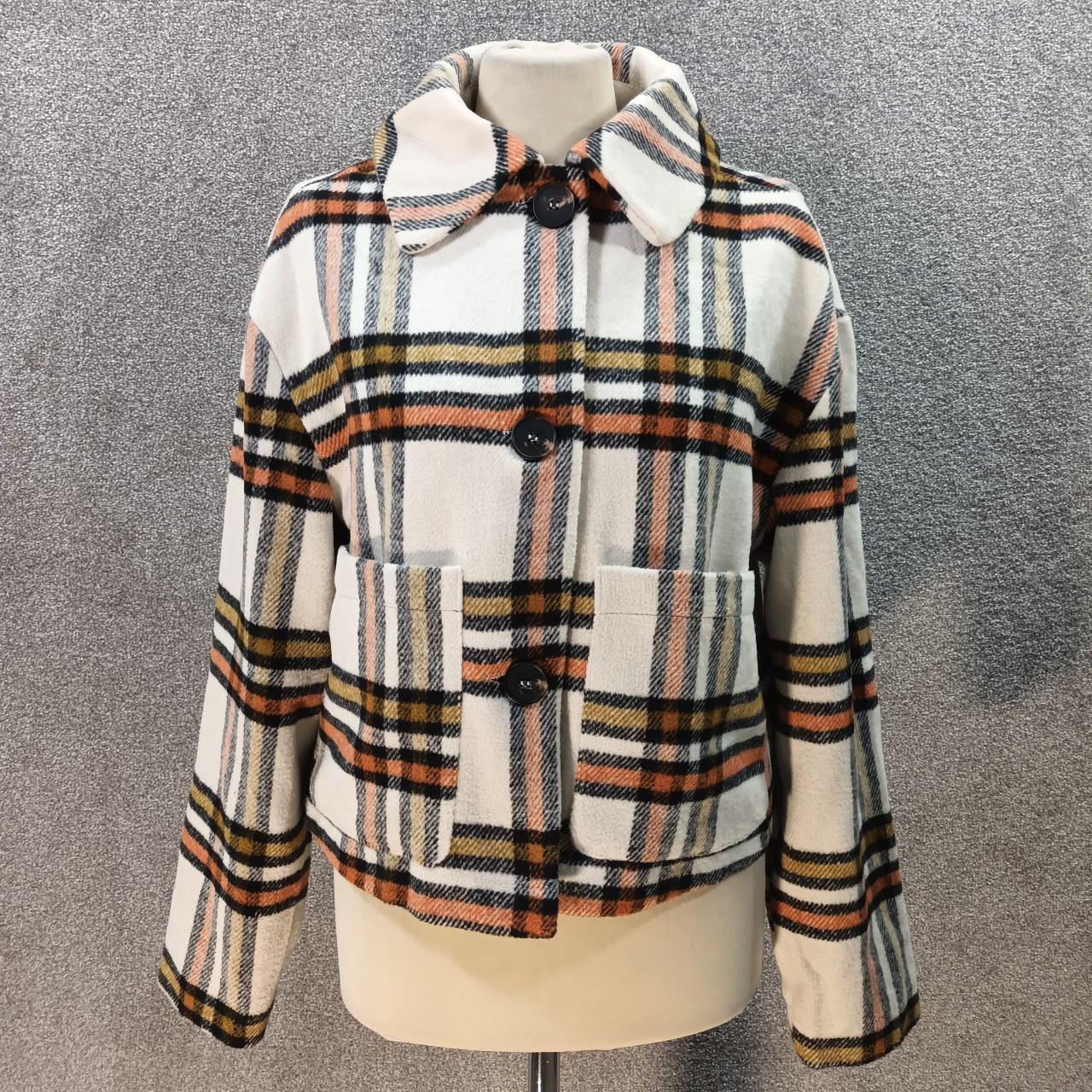 VIOLET ROMANCE CREAM ORANGE CHECKERED JACKET KNIT... Depop