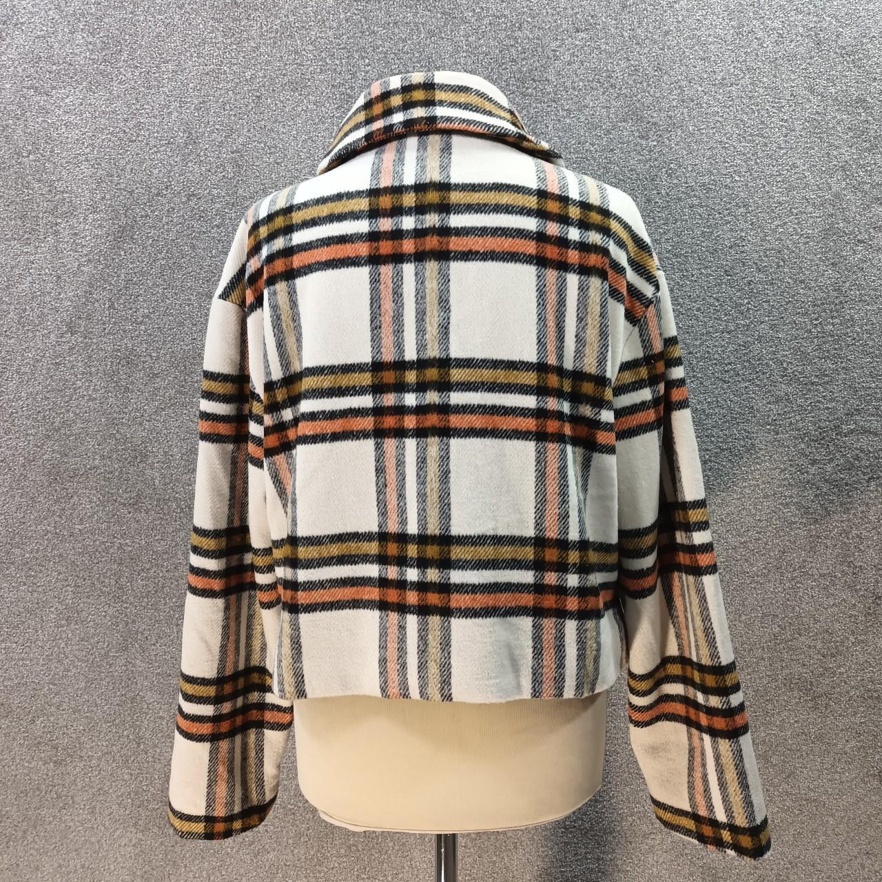 VIOLET ROMANCE CREAM ORANGE CHECKERED JACKET KNIT... Depop