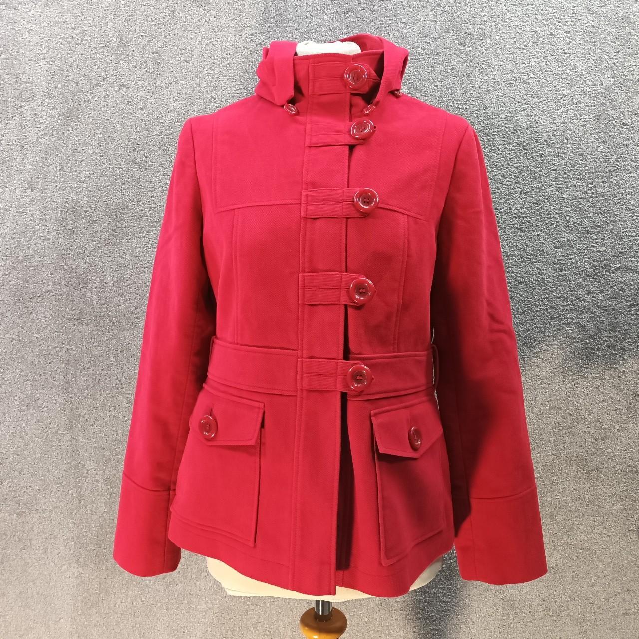 NEXT RED COTTON COAT HOODED THICK PEA SATIN LINED... Depop