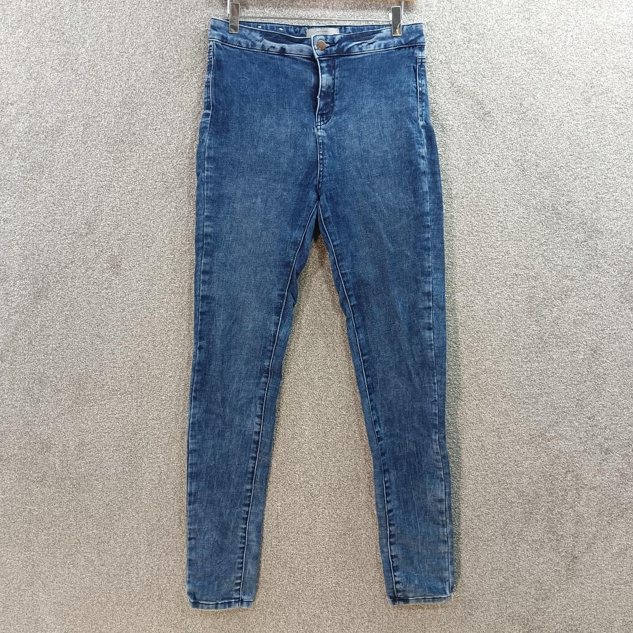 NEW LOOK DARK BLUE SUPER SKINNY JEANS ACID WASH HIGH... - Depop