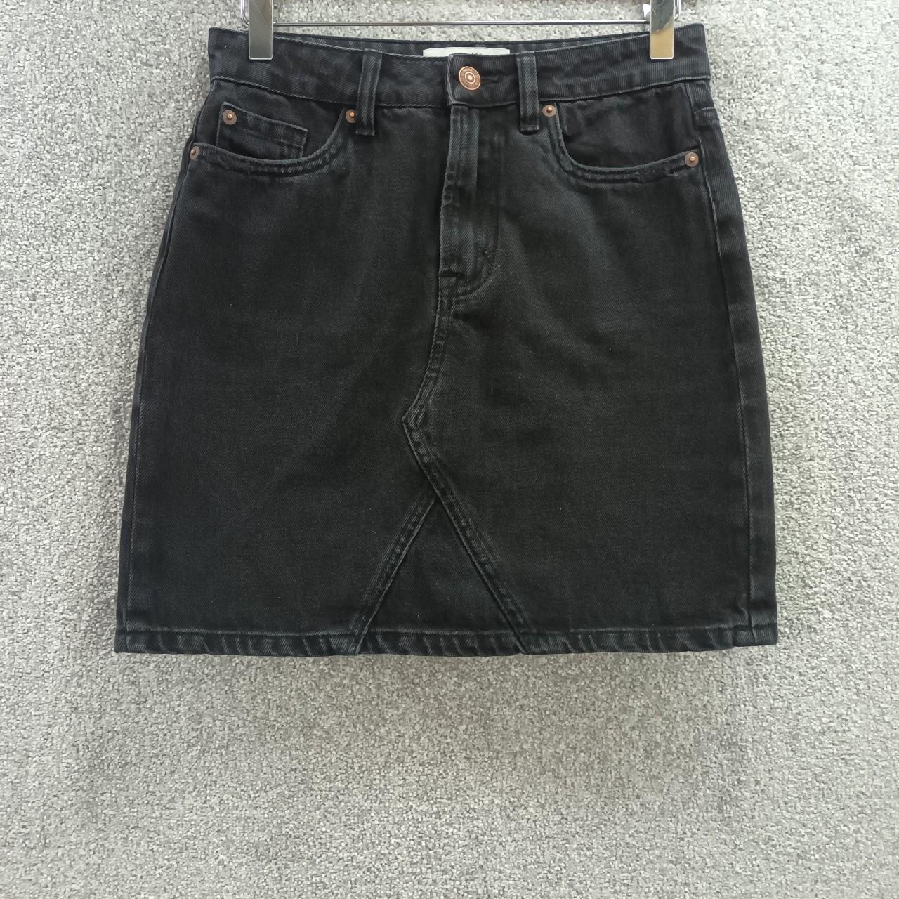 NEW LOOK BLACK DENIM MINI SKIRT HIGH WAIST SKORT NON... - Depop