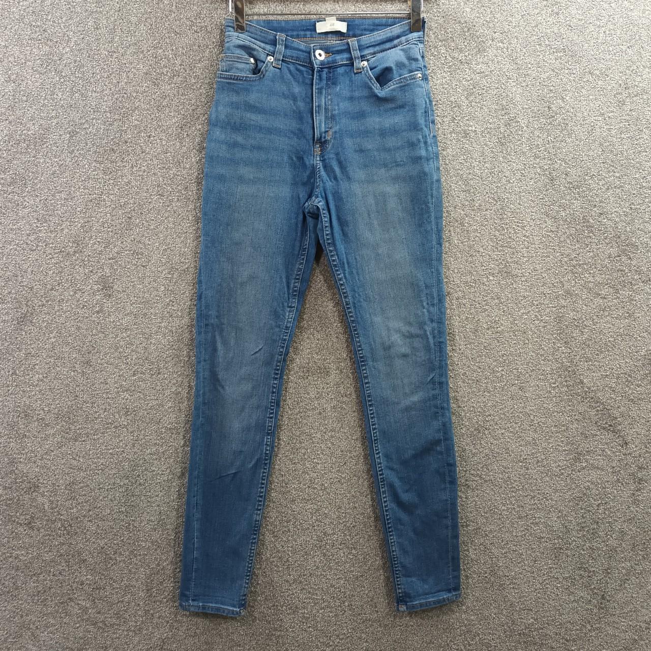 H&M BLUE SKINNY JEANS HIGH WAIST STRETCH DENIM Y2K... - Depop