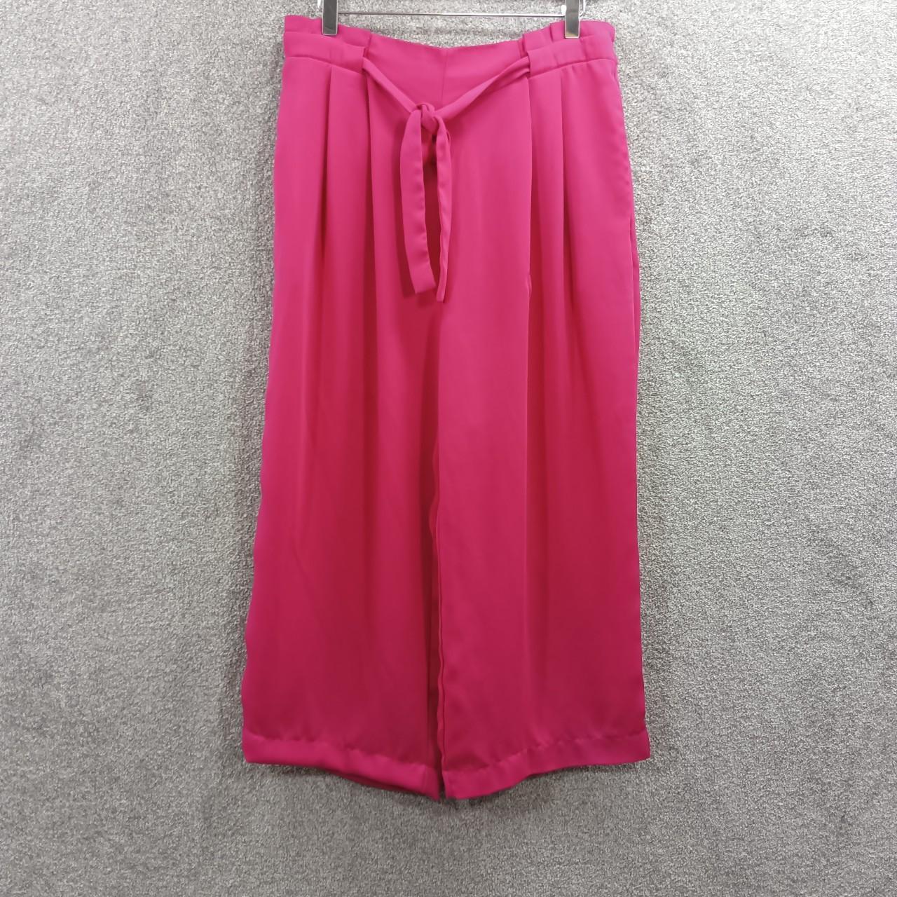 ZARA HOT PINK CULOTTES TROUSERS PAPERBAG BELTED... - Depop