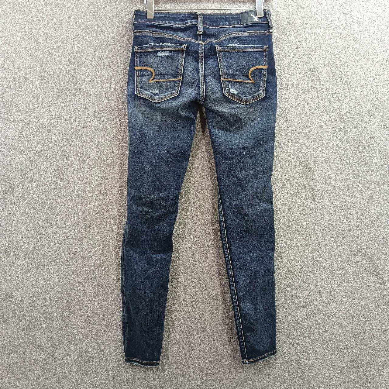 AMERICAN EAGLE DARK BLUE SKINNY JEANS RIPPED... - Depop