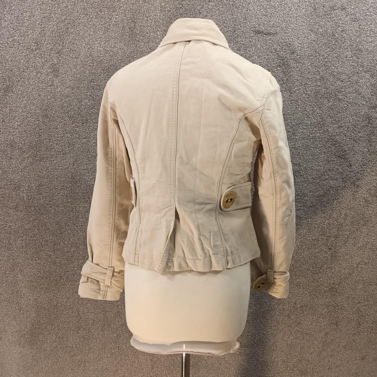 NEXT CREAM COTTON JACKET BUTTON UP WRAP FRONT COLLAR... - Depop