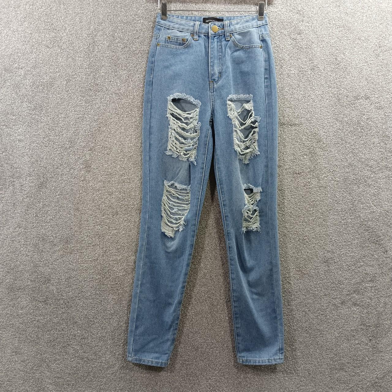 PLT LIGHT BLUE MOM SLIM JEANS RIPPED HIGH WAIST Y2K... - Depop