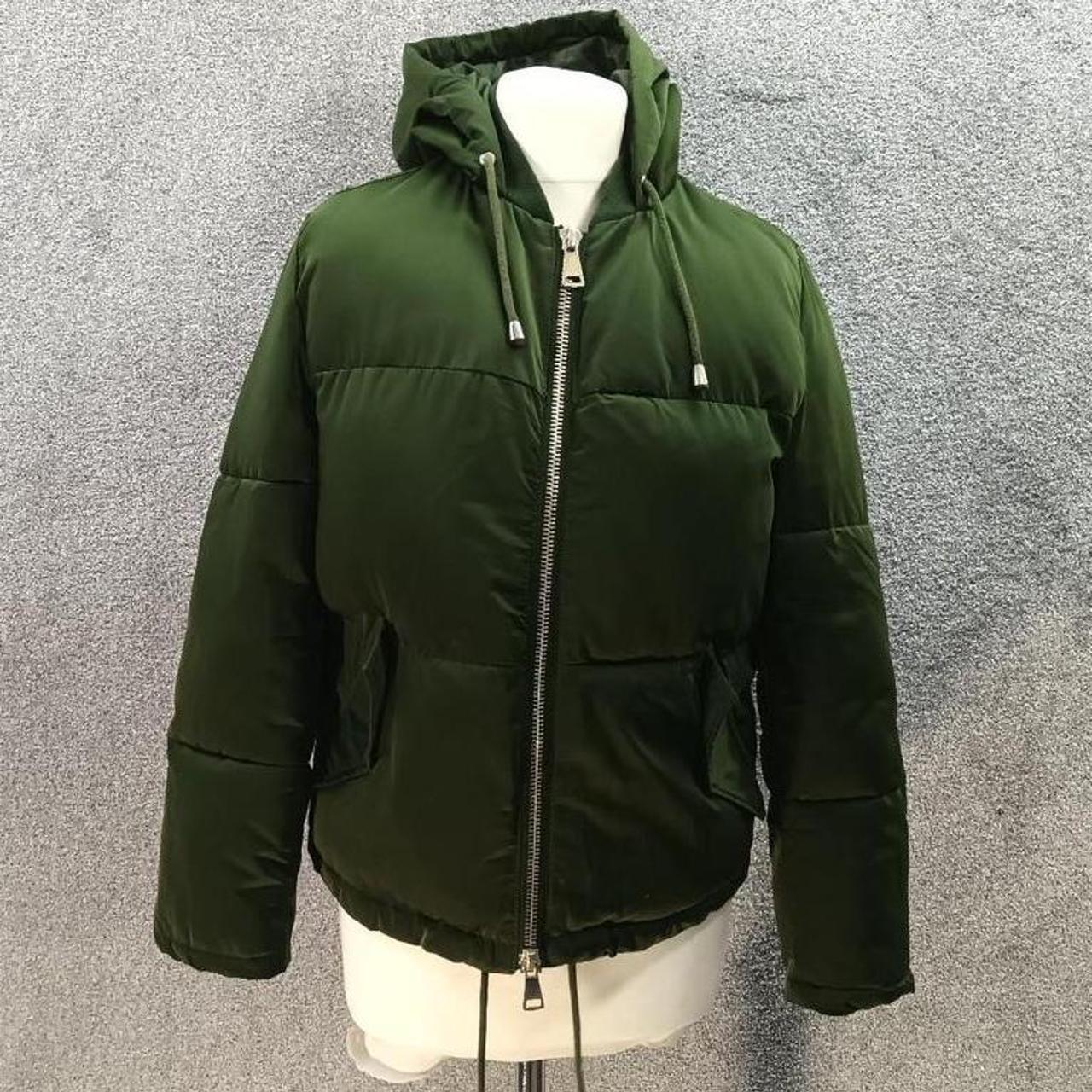 TOPSHOP GREEN PUFFER JACKET PADDED COAT THICK... - Depop