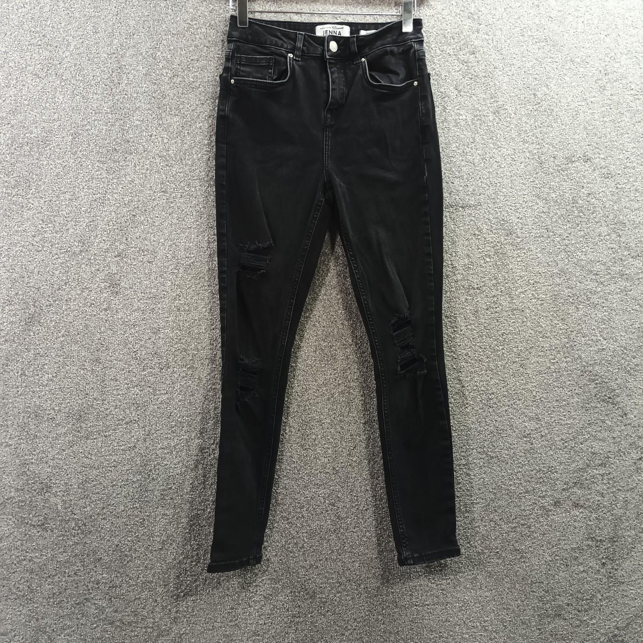 NEW LOOK DARK GREY SKINNY JEANS RIPOED HIGH WAIST... - Depop