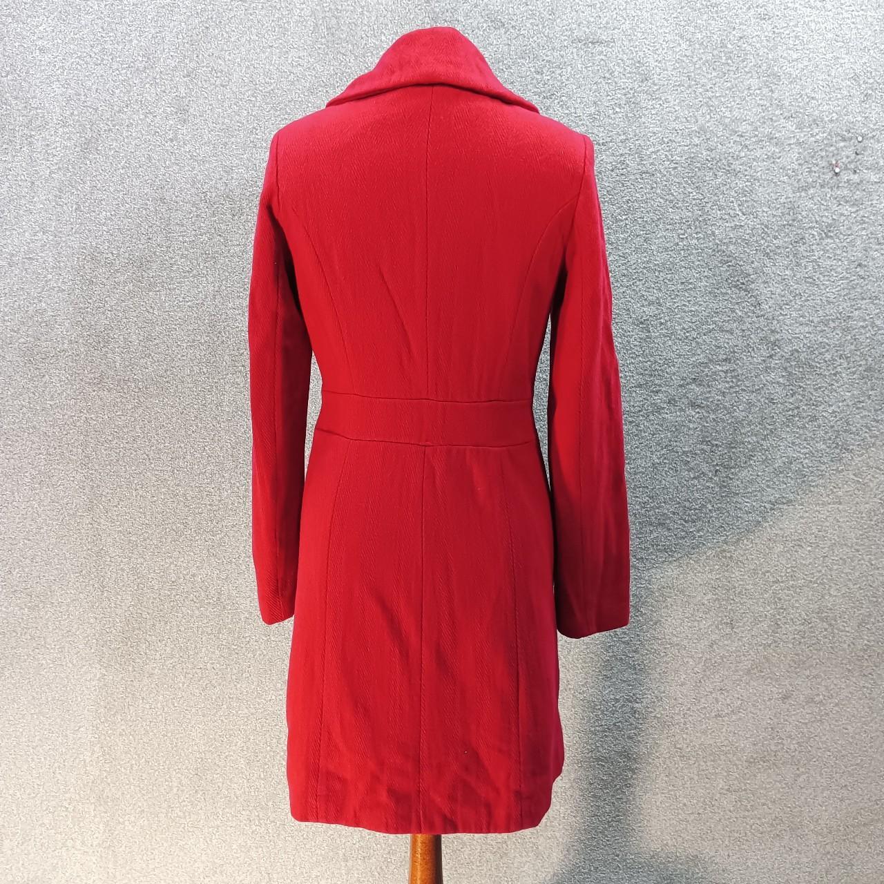 NEW LOOK RED KNITTED COAT LONGLINE BUTTON UP COLLAR... Depop