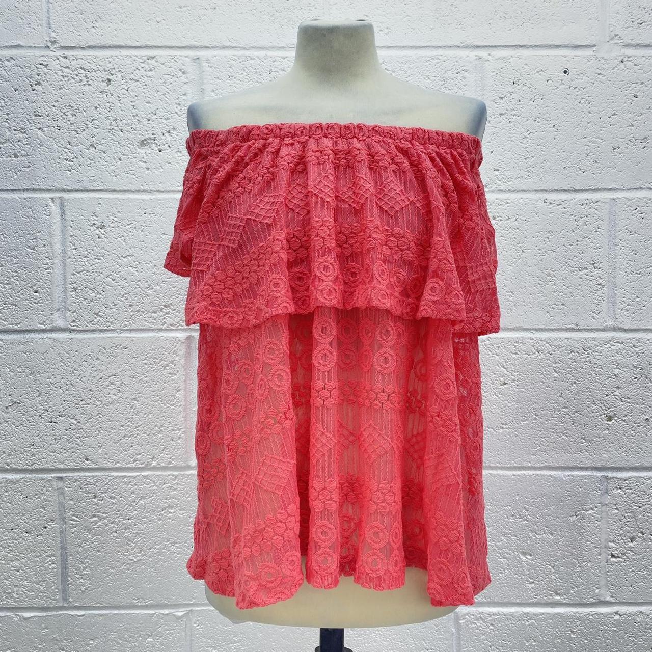 NEW Coral selling Lace Cap Sleeves Blouse