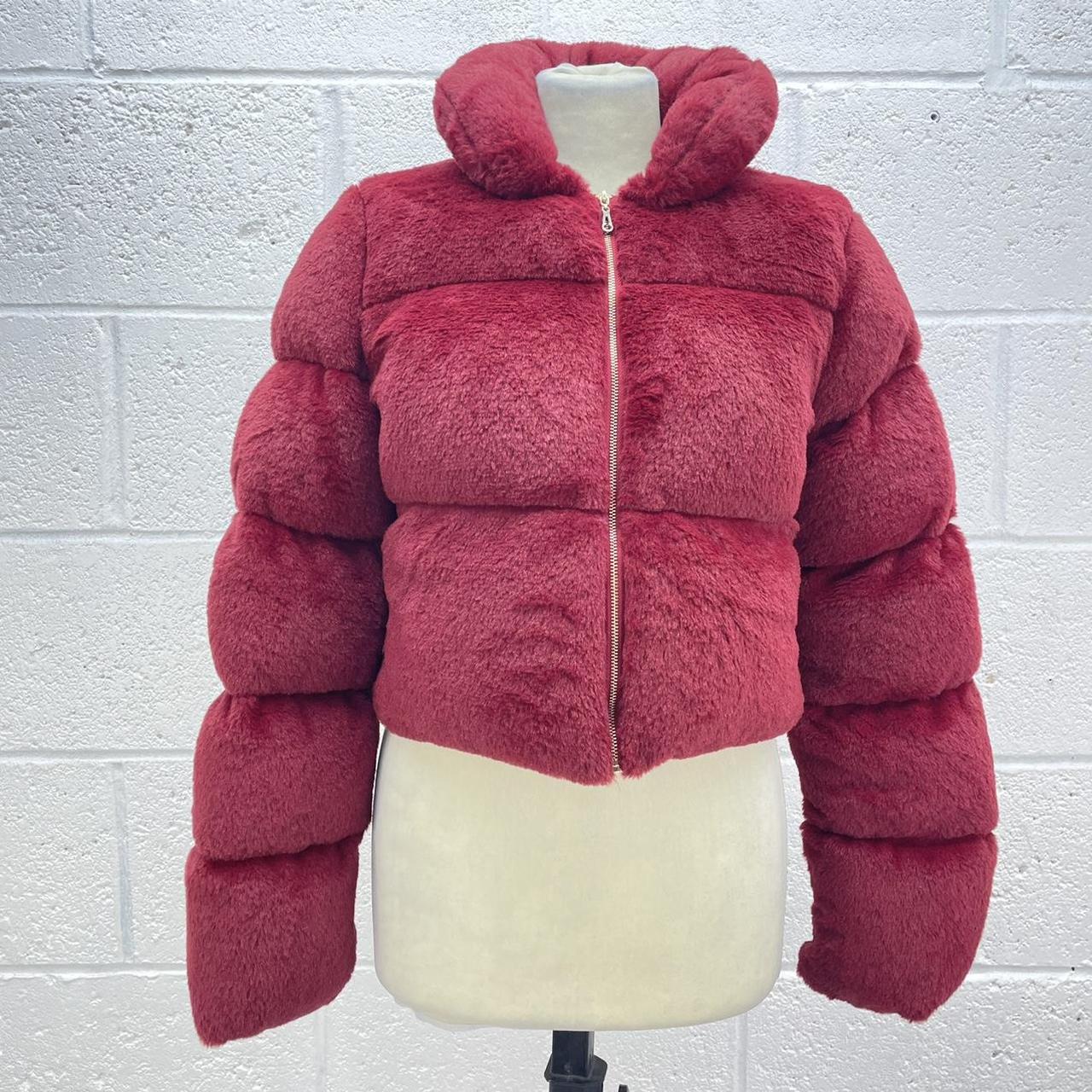 Burgundy Faux Fur Pretty Little Thing Bubble Coat